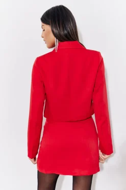 Red Cropped Tailored Blazer