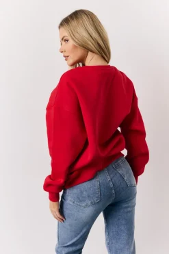Red St Tropez Embroidered Slogan Sweatshirt
