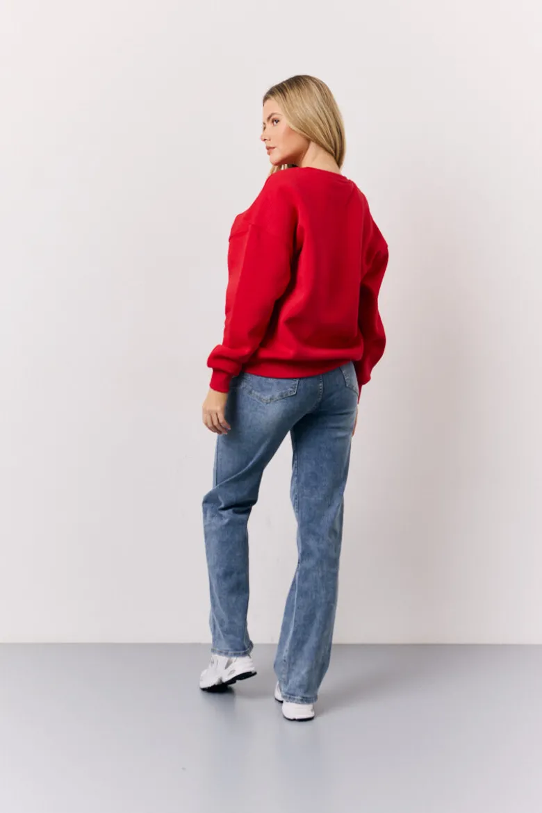Red St Tropez Embroidered Slogan Sweatshirt