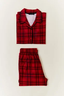 Red Womens Checked Matching Family Pj Set