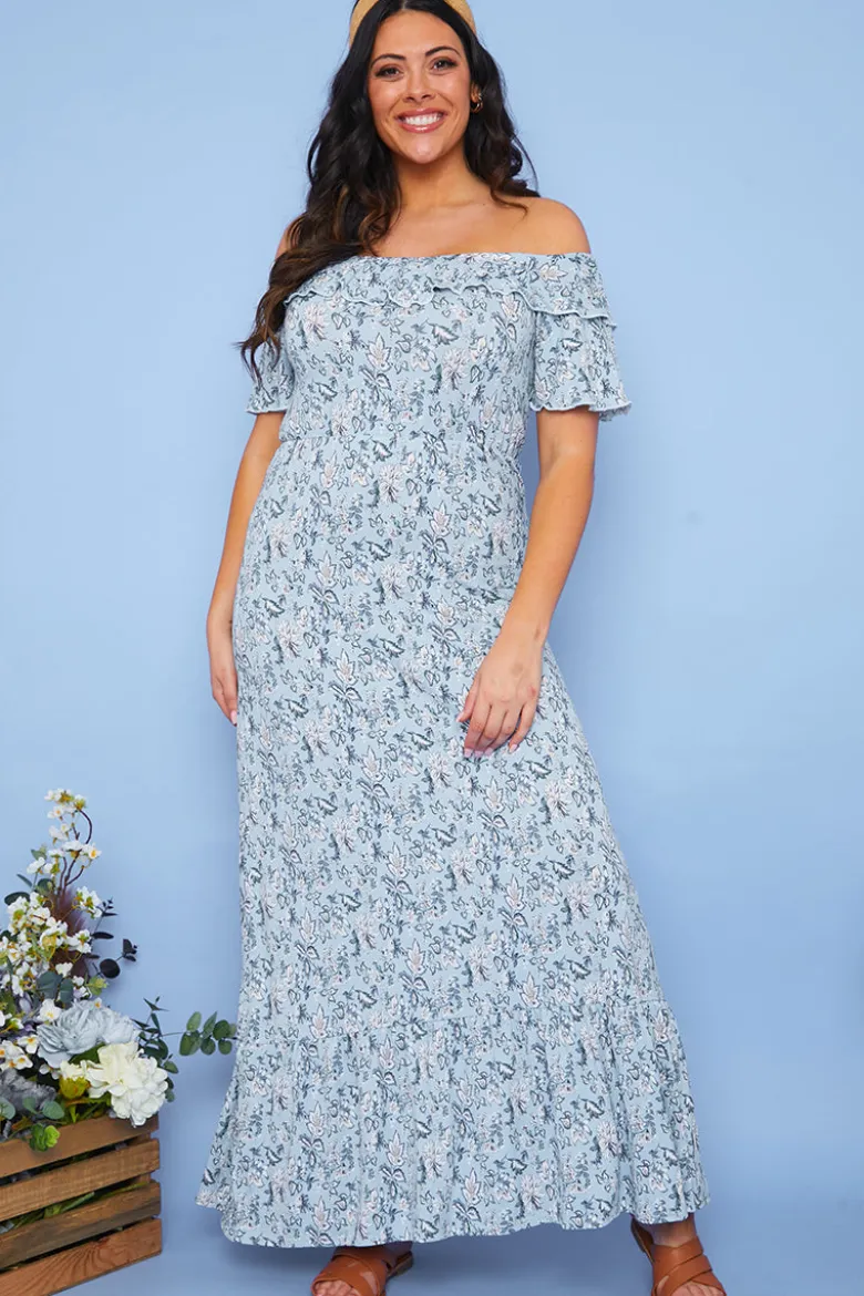Responsible Viscose Paisley Bardot Midi Dress