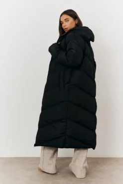 Reversible Hooded Longline Puffer Coat