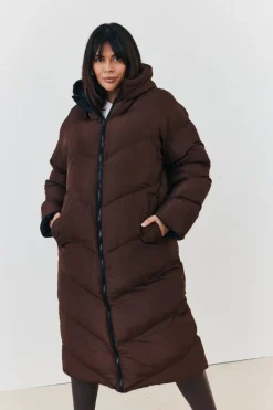 Reversible Hooded Longline Puffer Coat