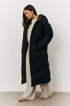 Reversible Hooded Longline Puffer Coat