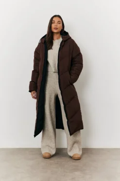 Reversible Hooded Longline Puffer Coat