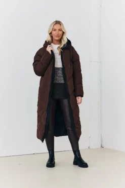Reversible Hooded Longline Puffer Coat