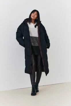 Reversible Hooded Longline Puffer Coat