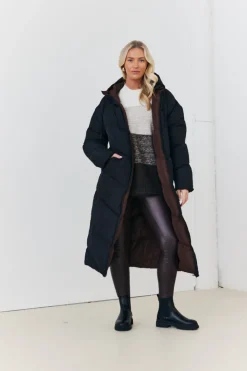 Reversible Hooded Longline Puffer Coat