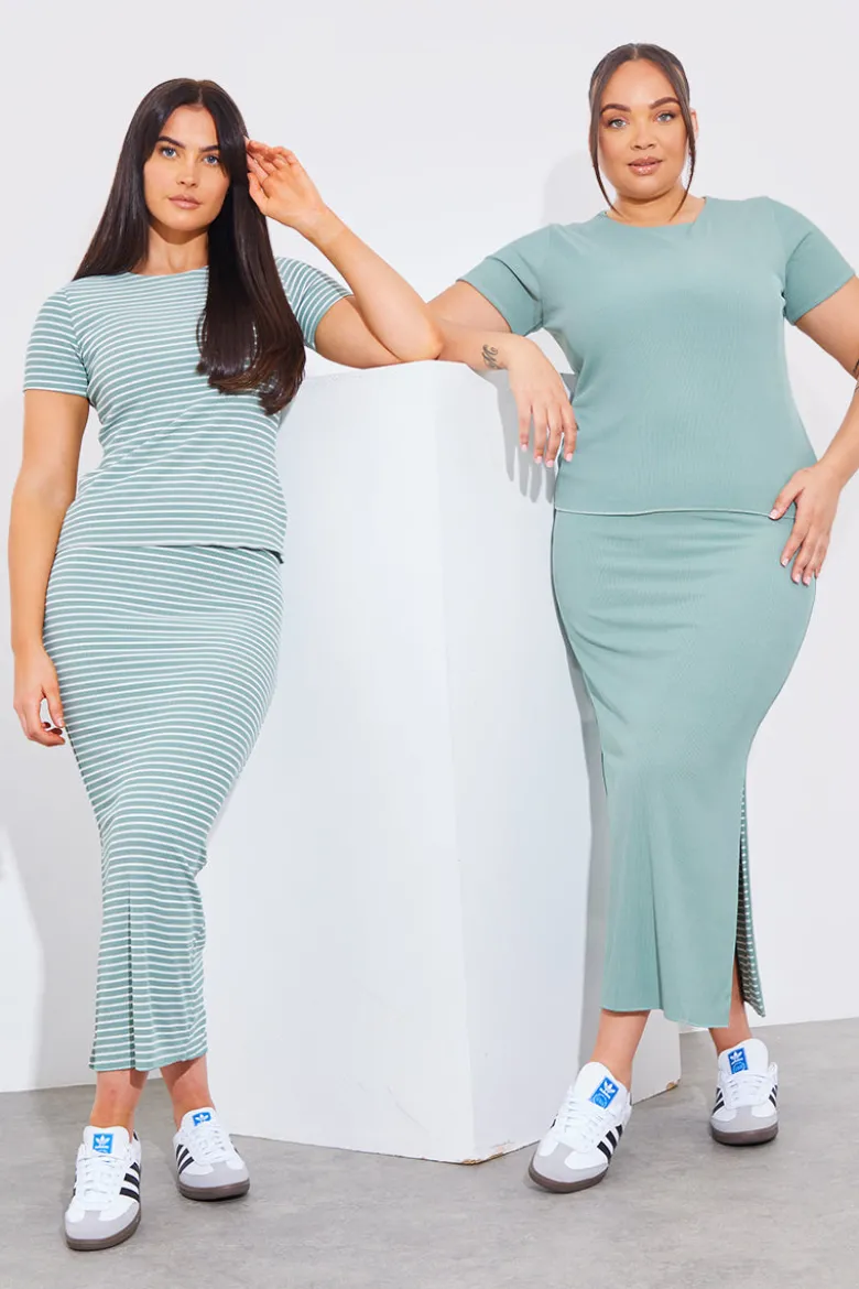 Reversible Stripe Co-Ord Midi Skirt