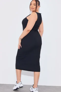 Reversible Stripe Racer Neck Midi Dress