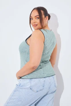 Reversible Stripe Scoop Neck Top