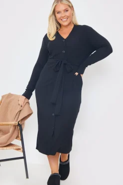 Ribbed Belted Midi Dress