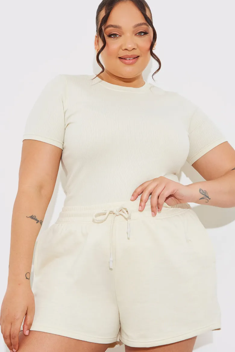 Ribbed Crew Neck Short Sleeve Bodysuit
