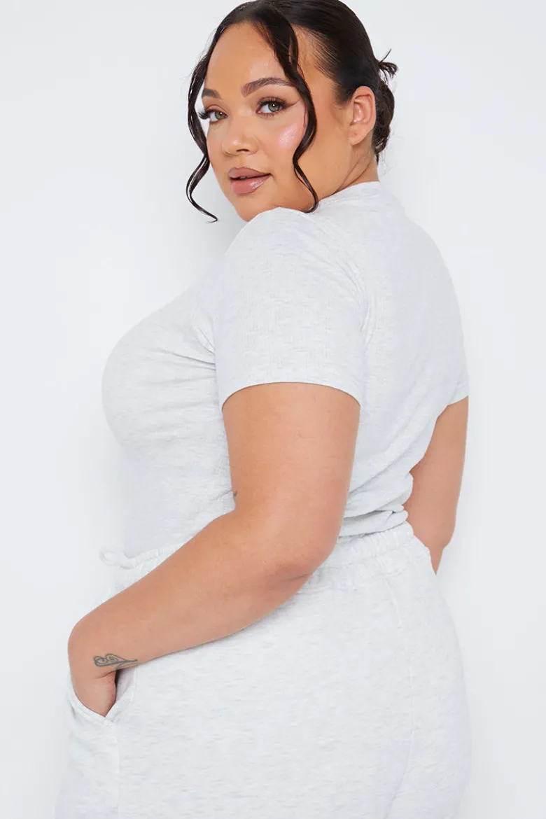 Ribbed Crew Neck Short Sleeve Bodysuit