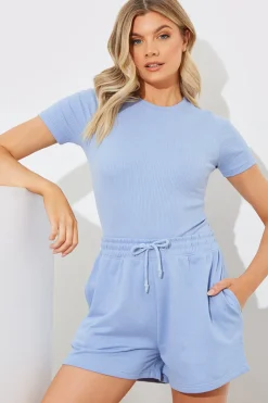 Ribbed Crew Neck Short Sleeve Bodysuit