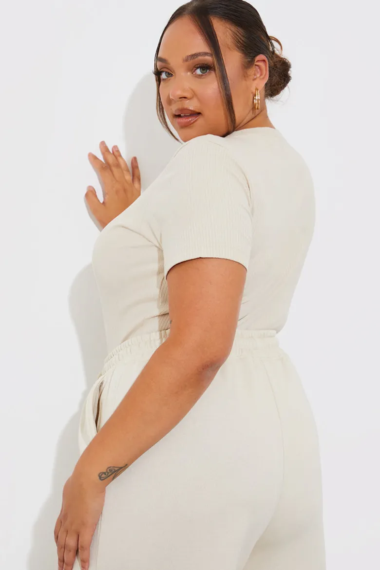 Ribbed Crew Neck Short Sleeve Bodysuit