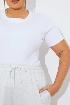 Ribbed Crew Neck Short Sleeve Bodysuit