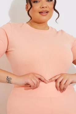 Ribbed Crew Neck Short Sleeve Bodysuit