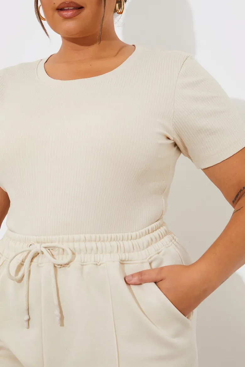 Ribbed Crew Neck Short Sleeve Bodysuit