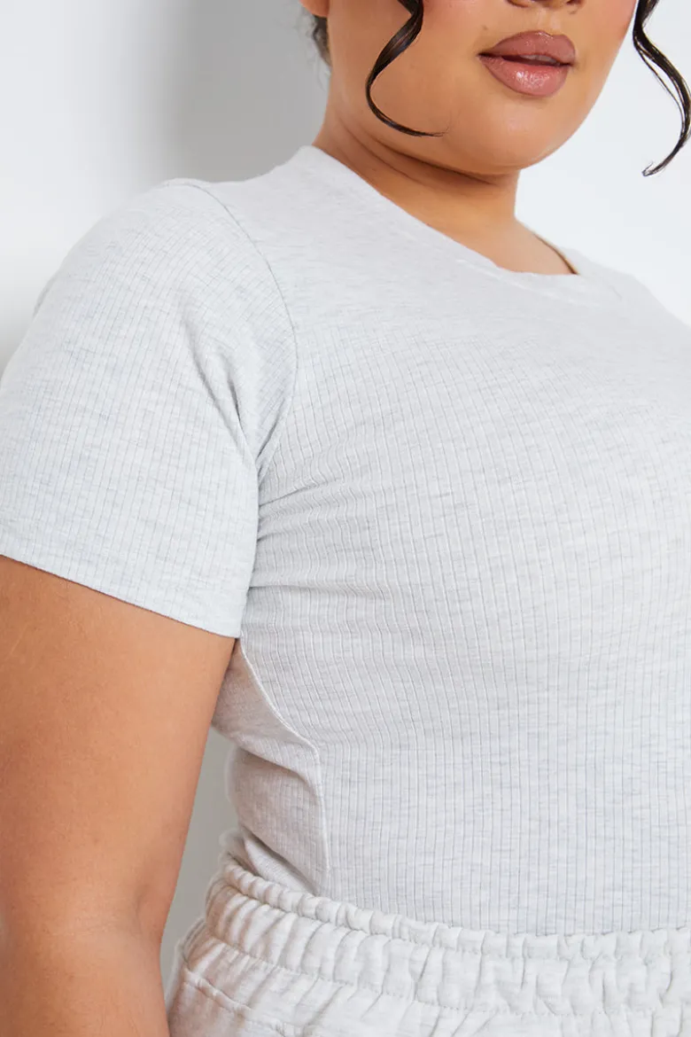 Ribbed Crew Neck Short Sleeve Bodysuit