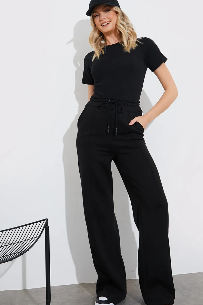 Ribbed Crew Neck Short Sleeve Bodysuit