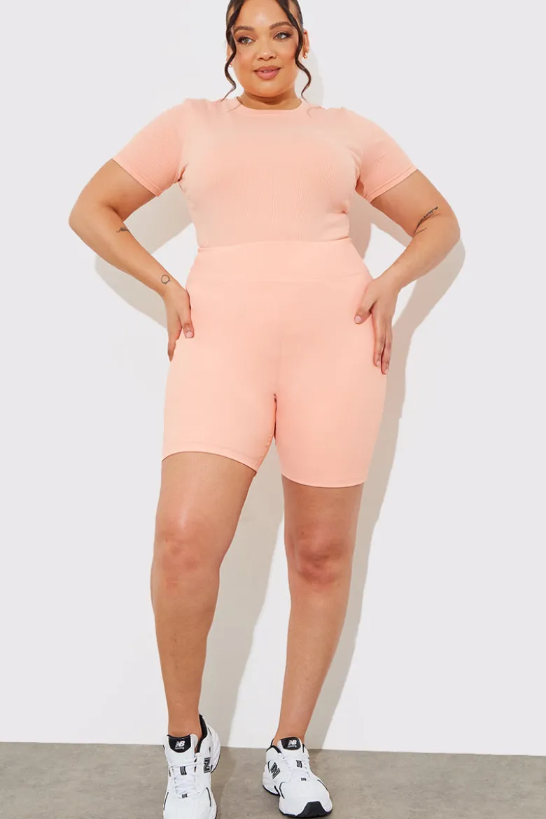 Ribbed Crew Neck Short Sleeve Bodysuit