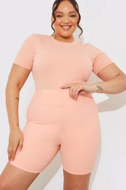 Ribbed Crew Neck Short Sleeve Bodysuit