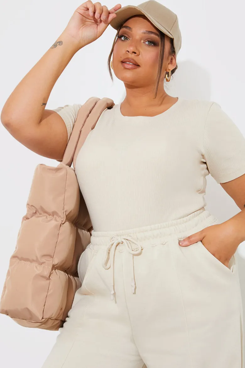 Ribbed Crew Neck Short Sleeve Bodysuit