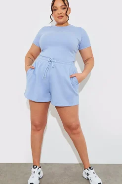 Ribbed Crew Neck Short Sleeve Bodysuit