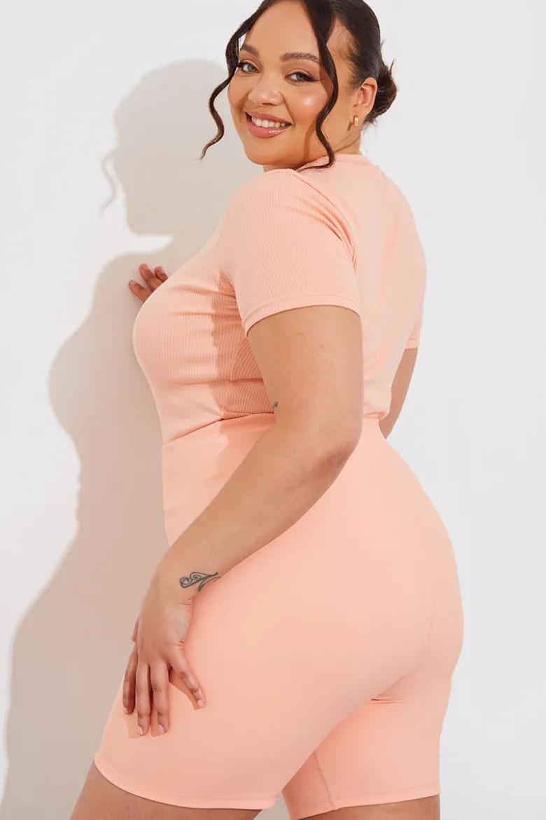 Ribbed Crew Neck Short Sleeve Bodysuit
