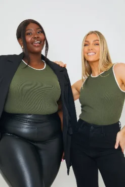 RIB CONTRAST BINDING BODYSUIT