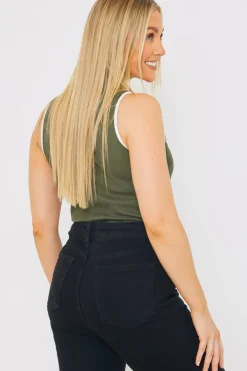 RIB CONTRAST BINDING BODYSUIT