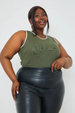 RIB CONTRAST BINDING BODYSUIT