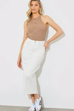 Rib Knit Button Detail Racer Neck Bodysuit