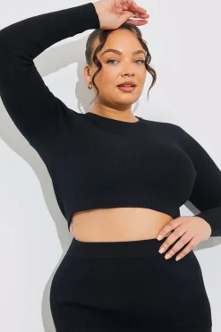 Rib Knit Crew Neck Co-Ord Top