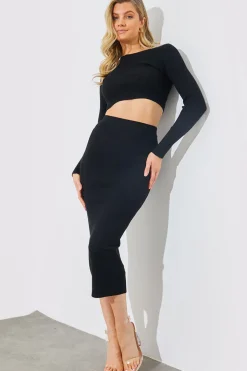 Rib Knit Crew Neck Co-Ord Top