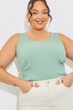 Rib Knit Scoop Neck Top