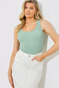 Rib Knit Scoop Neck Top