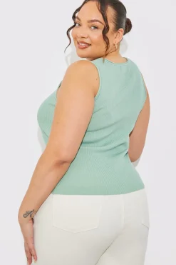 Rib Knit Scoop Neck Top