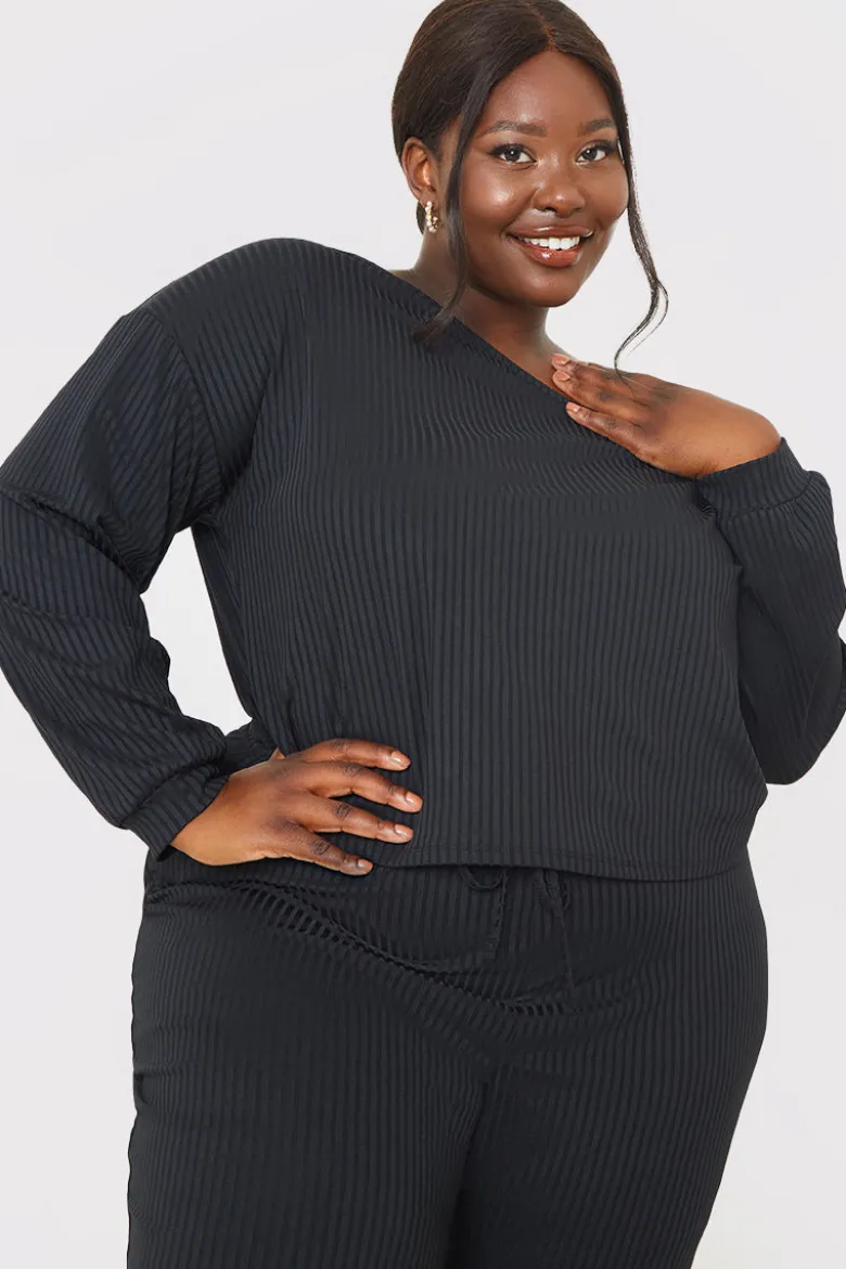 Rib Lounge Off Shoulder Co-Ord Top