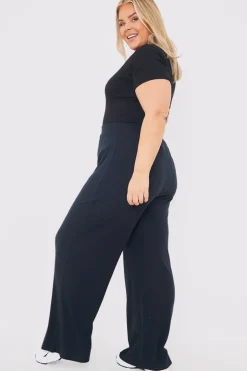 Rib Wide Leg Trousers