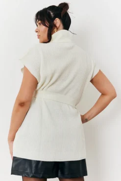 Roll Neck Belted Knit Longline Jumper