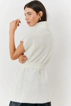 Roll Neck Belted Knit Longline Jumper