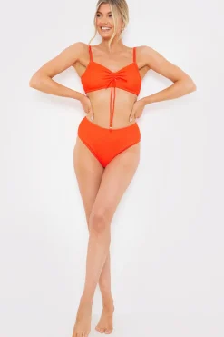 Ruched Front Crinkle Bikini Top