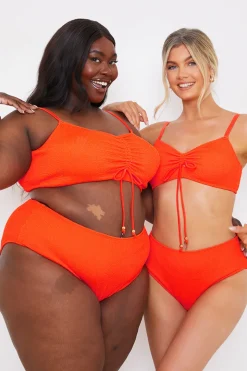 Ruched Front Crinkle Bikini Top