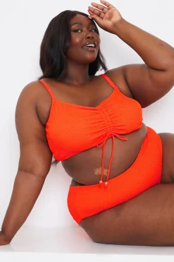 Ruched Front Crinkle Bikini Top