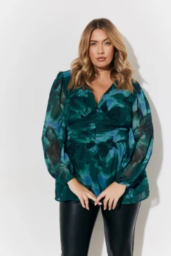 Ruched Printed Blouse