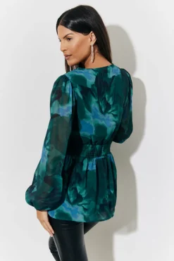Ruched Printed Blouse