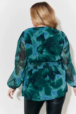 Ruched Printed Blouse