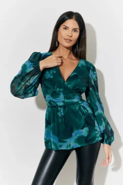 Ruched Printed Blouse